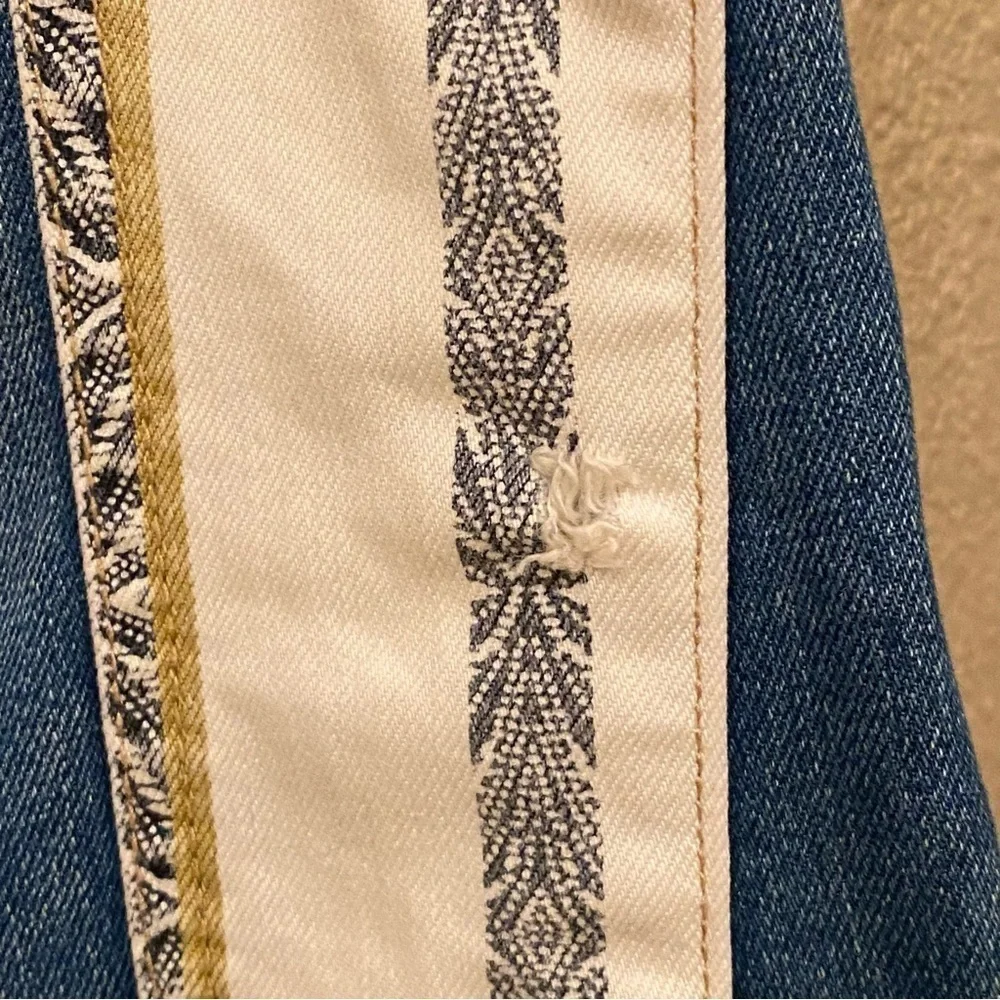 FREE PEOPLE Women Blue Danica Mid Rise Flare Bell Bottom Raw Hem Boho Jeans -27